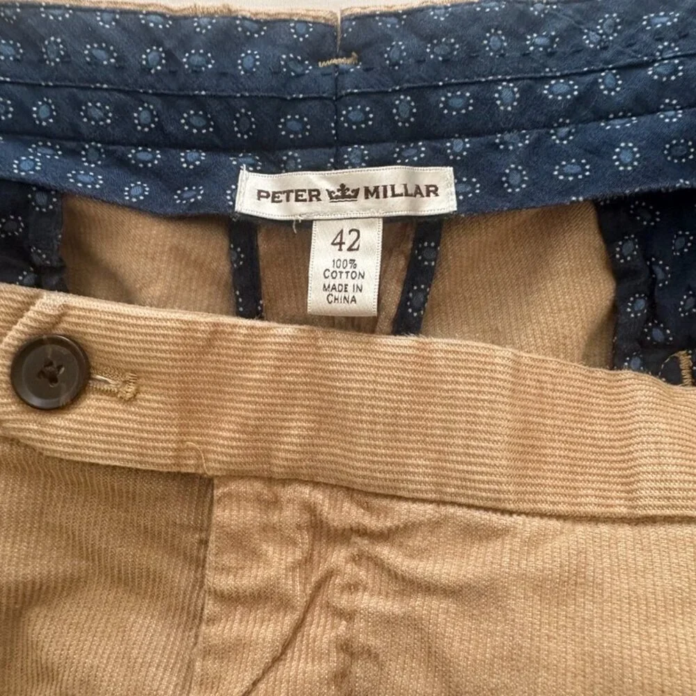 Peter Millar Men's Tan Brown Corduroy Pants Size 42 Traditional Business Casual